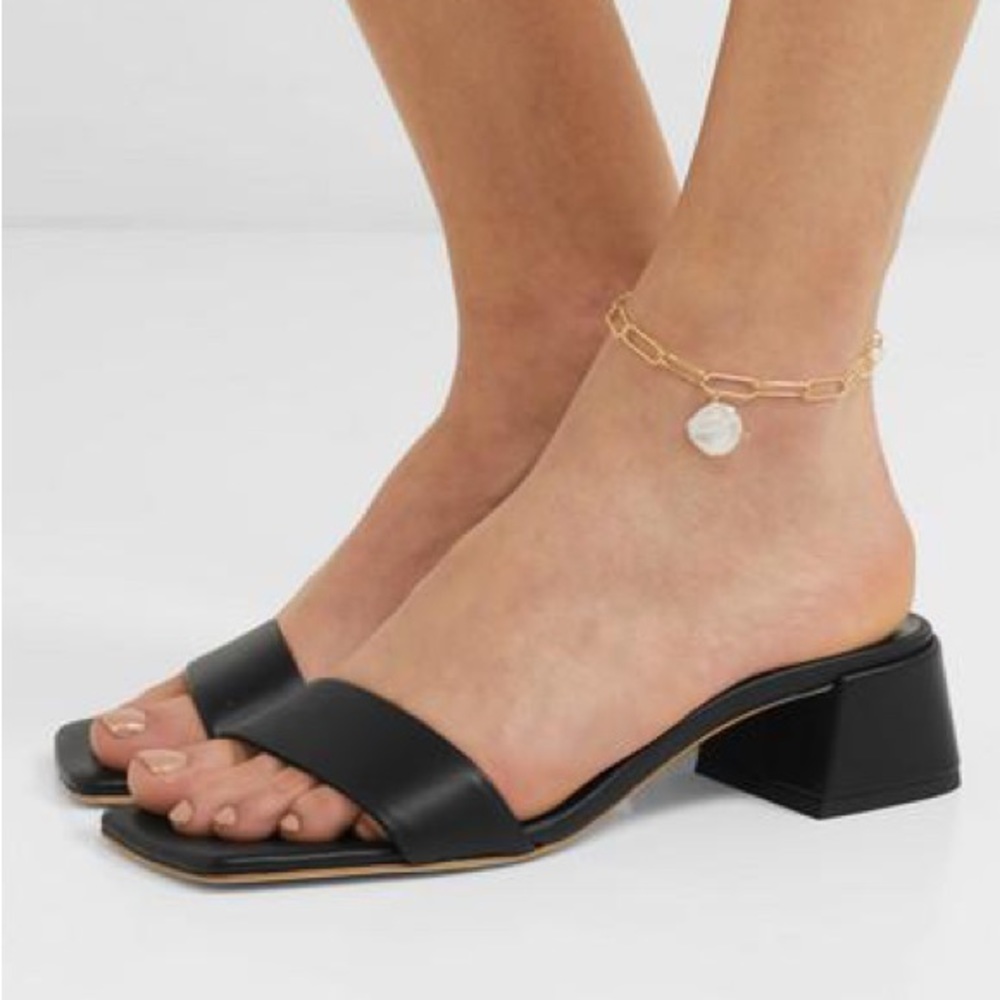 BY FAR  Black Courtney Leather Mules